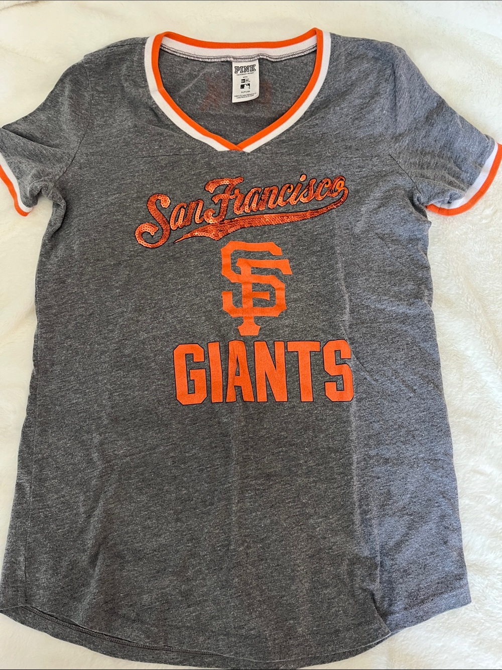 PINK Victoria's Secret Gray & Orange San Francisco Giants Tee